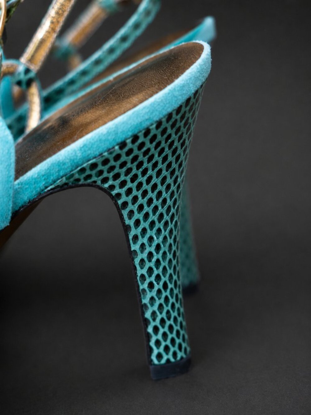 Dolce & Gabbana Turquoise Snake Strappy Heels – Italian Luxury, Size 38.5 - Picture 5 of 9